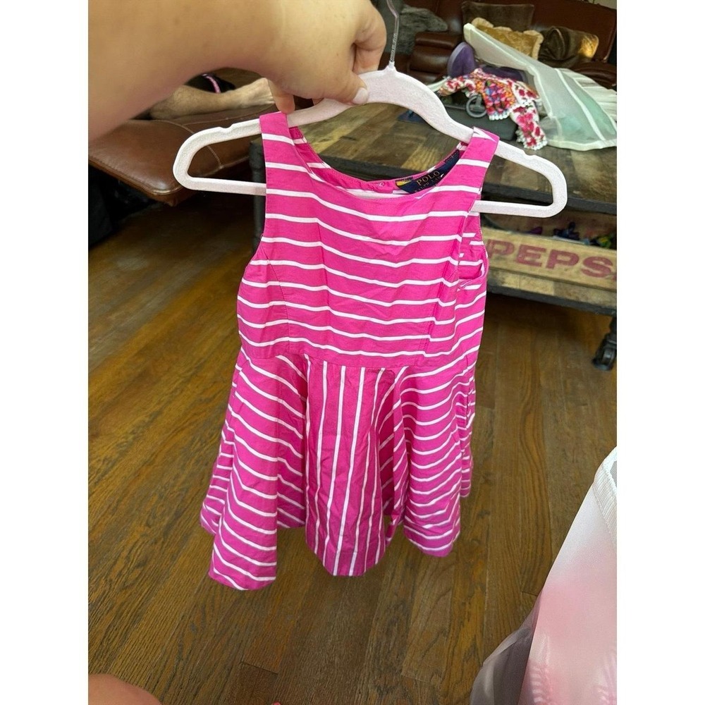 Ralph Lauren Girls' striped cotton sateen dress a fit-and-flare dress 3T
